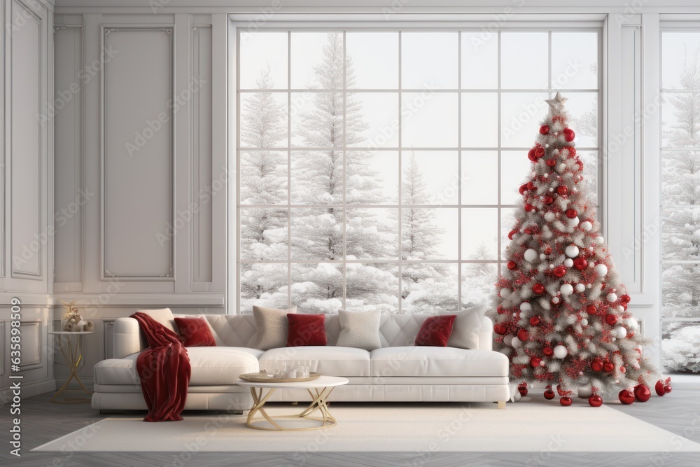 White room with Christmas decoration