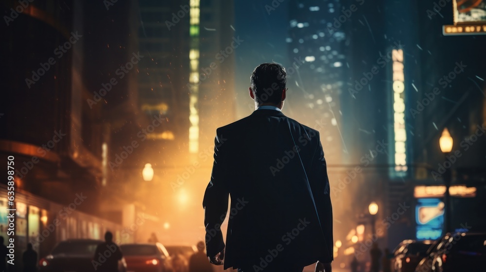 Businessman walking down the street