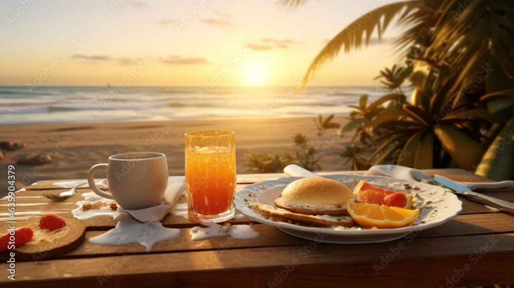 Summer breakfast on the beach