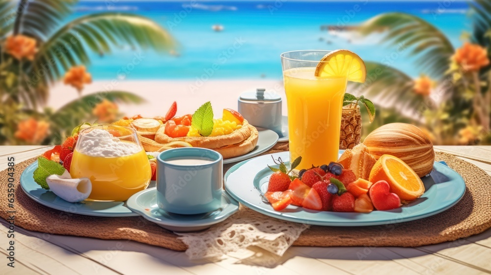 Summer breakfast on the beach