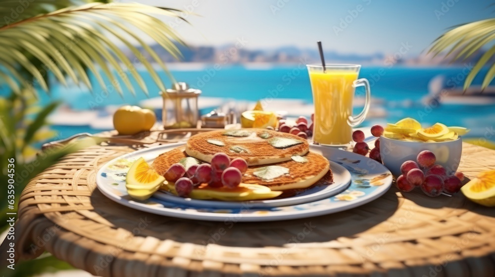 Summer breakfast on the beach