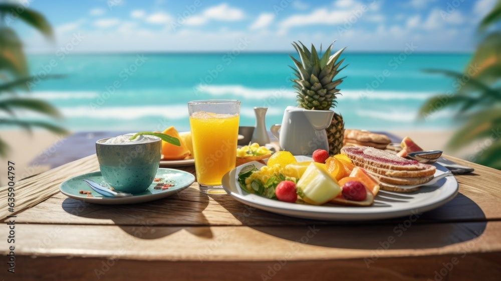 Summer breakfast on the beach