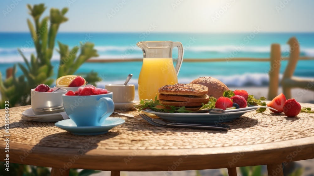 Summer breakfast on the beach