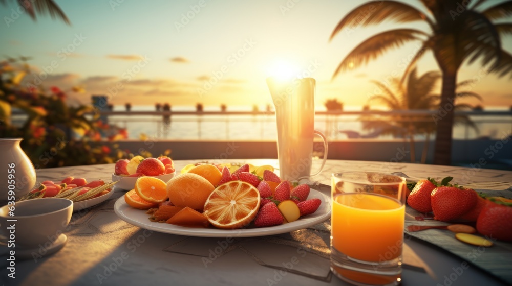 Summer breakfast on the beach