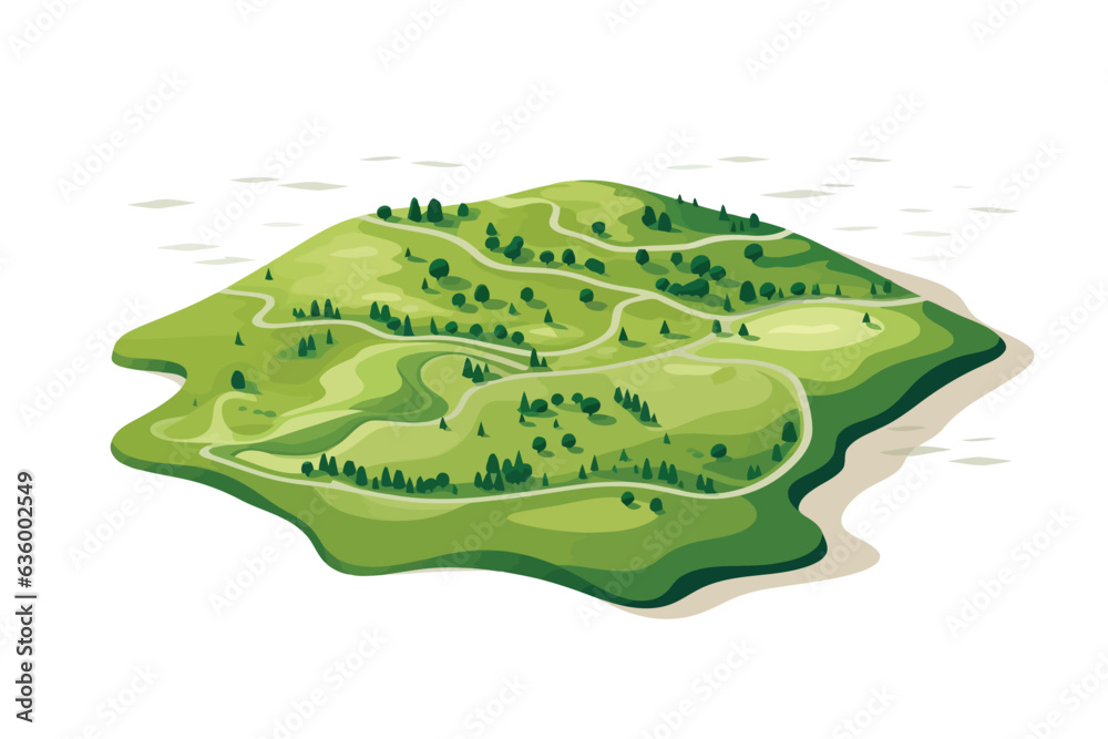 top view aerial shot of field vector flat isolated illustration