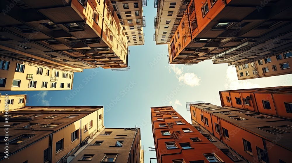 residential buildings, low angle