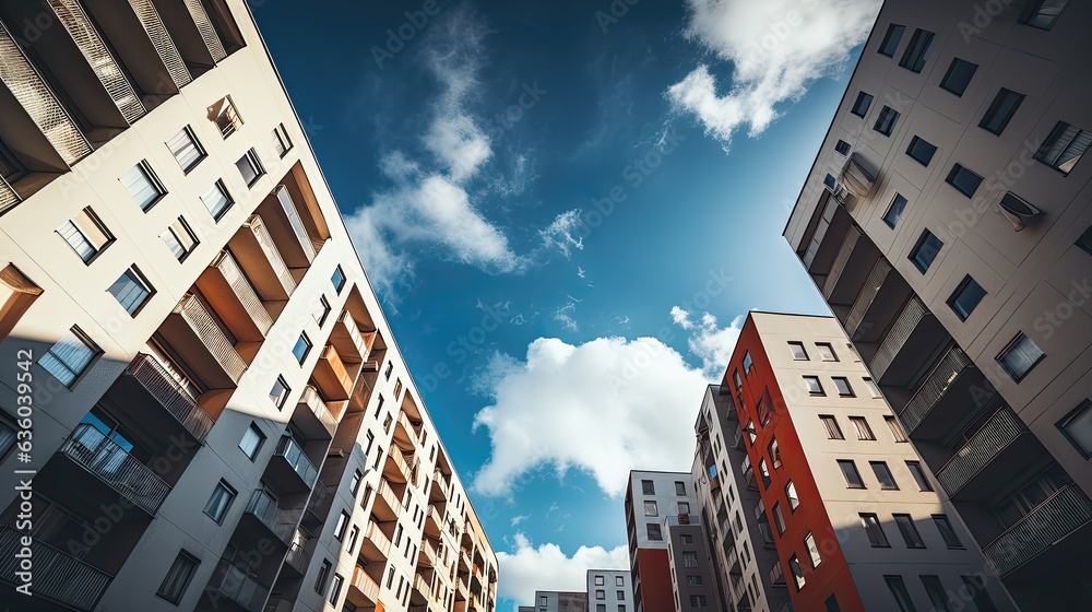 residential buildings, low angle