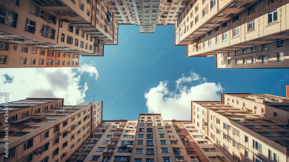 residential buildings, low angle