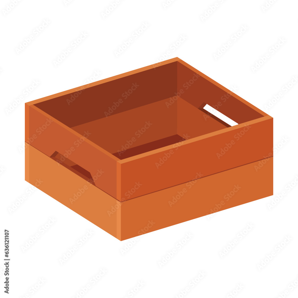 Wooden crate and box for storage. Container, drawer or cases for goods. Delivery concept