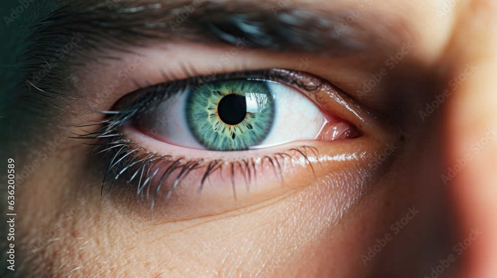 Close Up macro shot of an Eye detailed mans eye-striking face