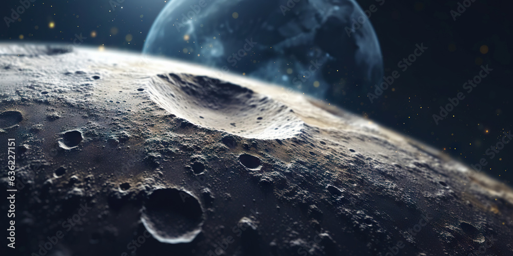 Moon surface with craters and space background. Universe beauty. Generatie AI