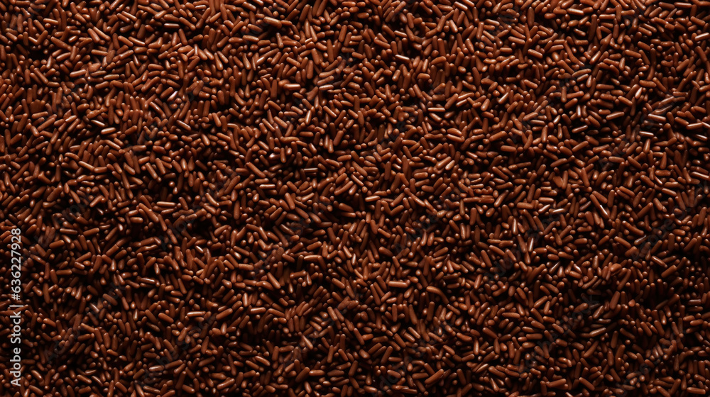 Chocolate sprinkles background. Sweet cocoa flakes. Generative AI