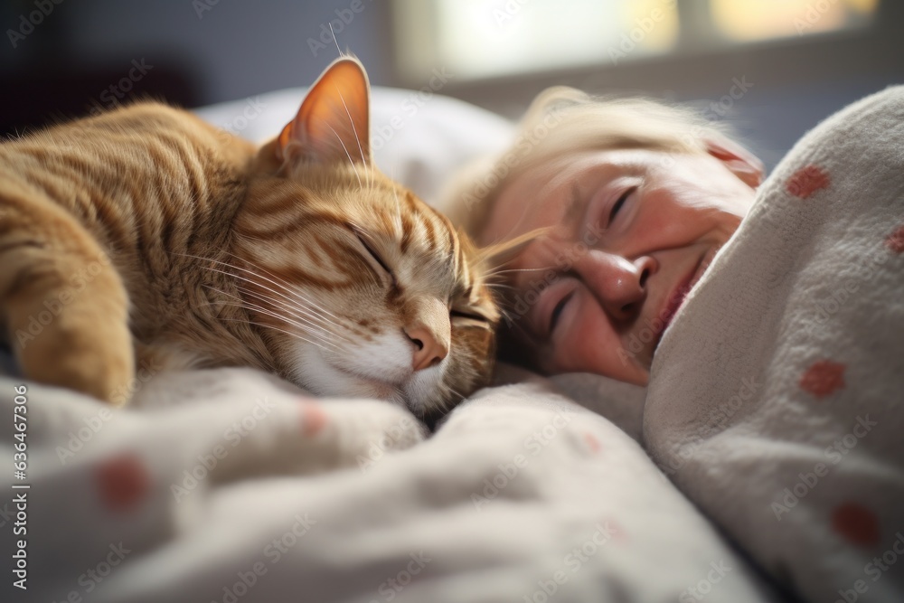 Grandmother with her cats