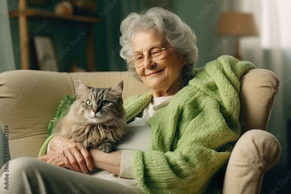 Grandmother with her cats