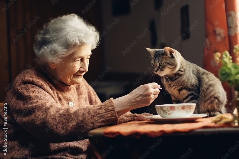 Grandmother with her cats