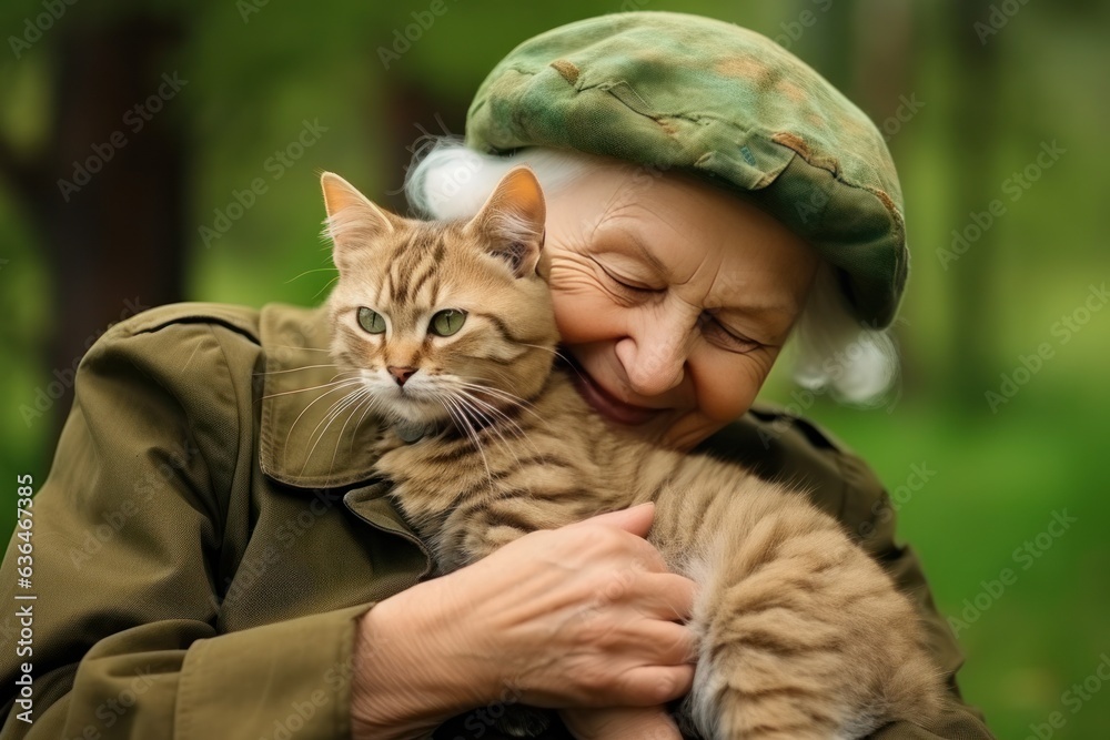 Grandmother with her cats