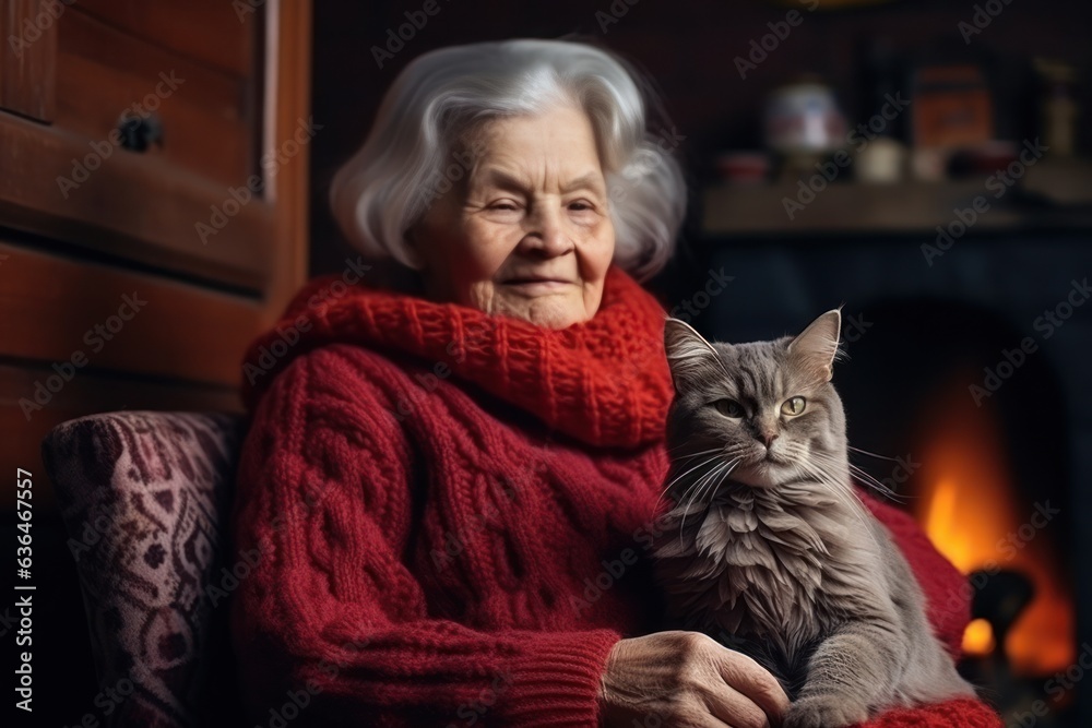 Grandmother with her cats