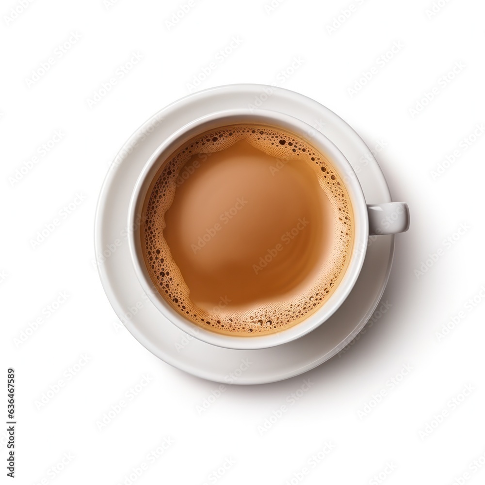 White cup of black coffee isolated.