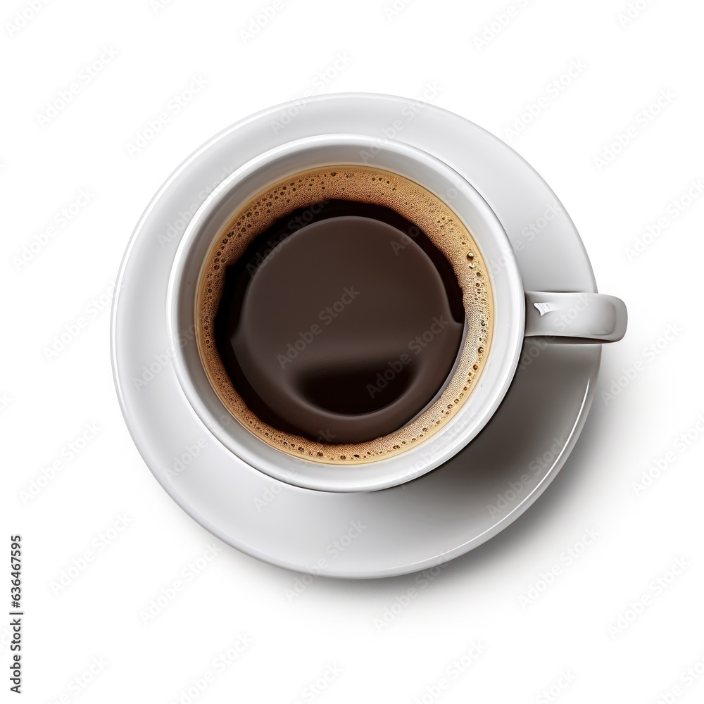 White cup of black coffee isolated.