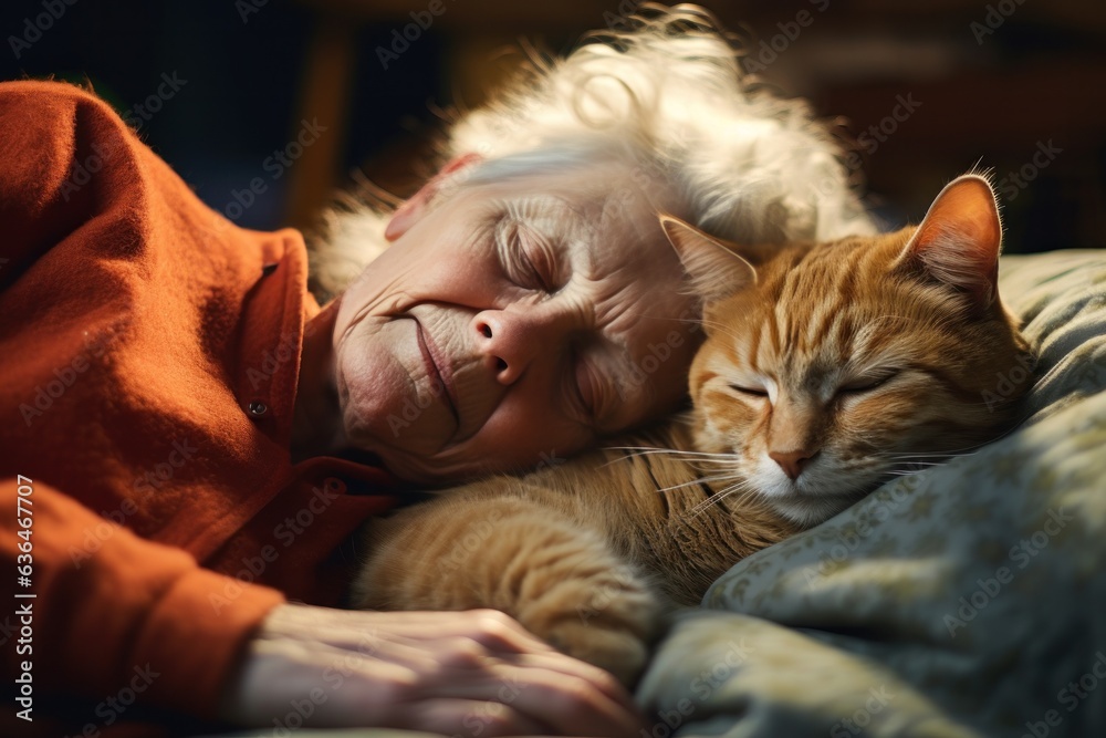 Grandmother with her cats