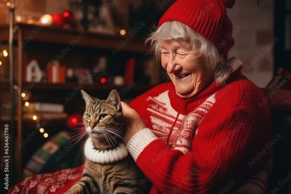 Grandmother with her cats