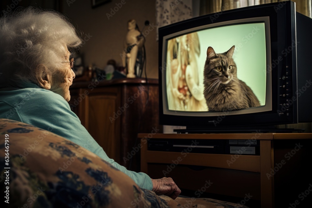 Grandmother with her cats