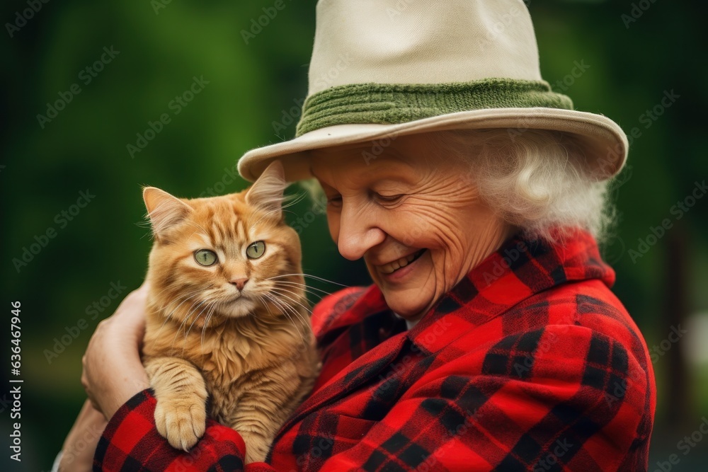 Grandmother with her cats