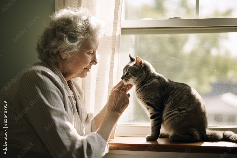 Grandmother with her cats