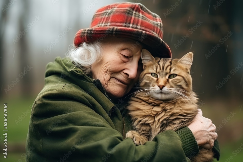 Grandmother with her cats