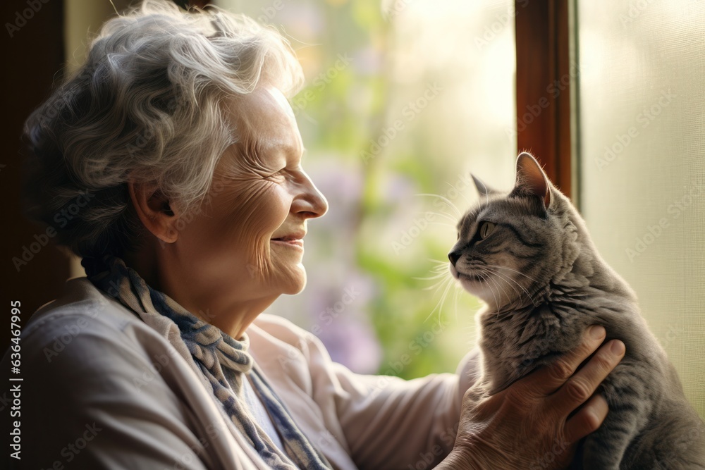 Grandmother with her cats