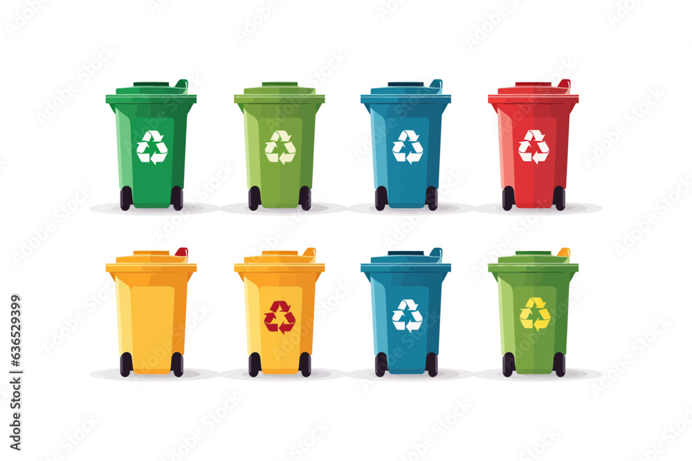 Plastic recycle bin set. Vector illustration design.