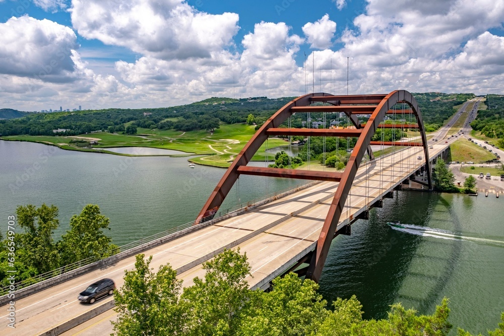 Iconic Tranquility: 4K Image of the Breathtaking Penny backer 360 Bridge in Austin, Texas, USA