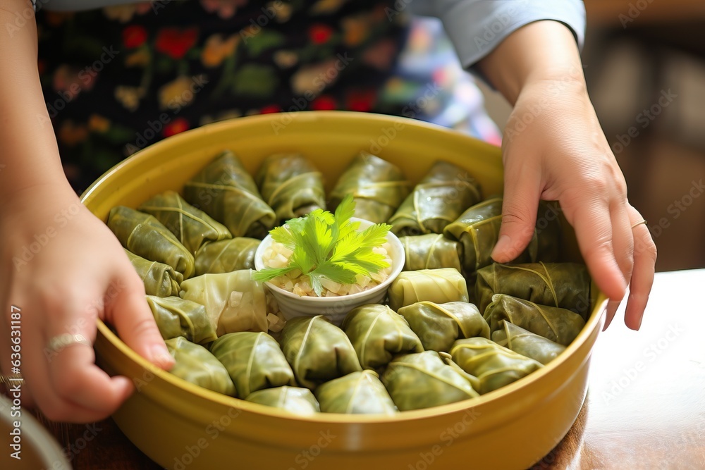 A sarma dish making a sarma dish.