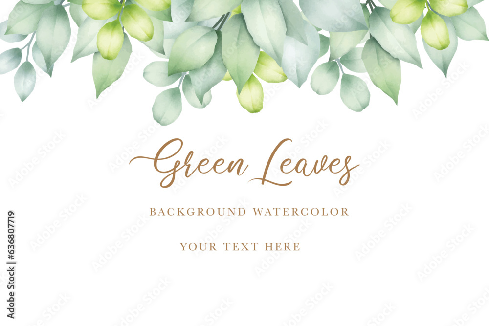 Beautiful green leaves background watercolor 