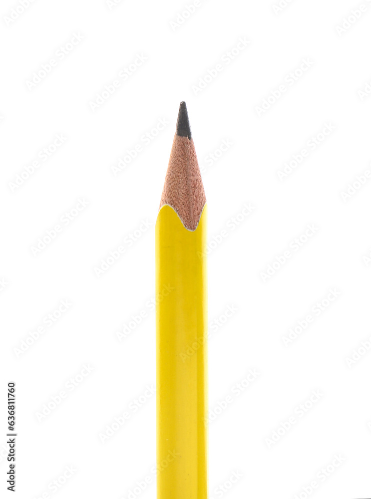 Yellow pencil on white background