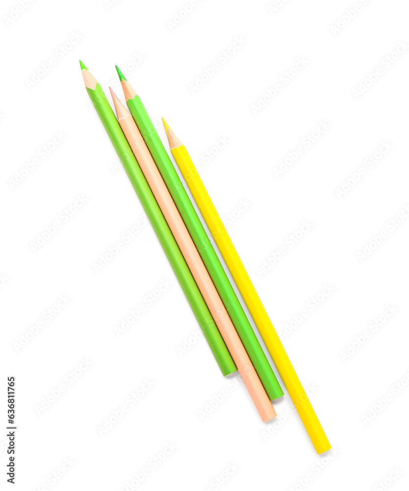 Group of colorful pencils on white background