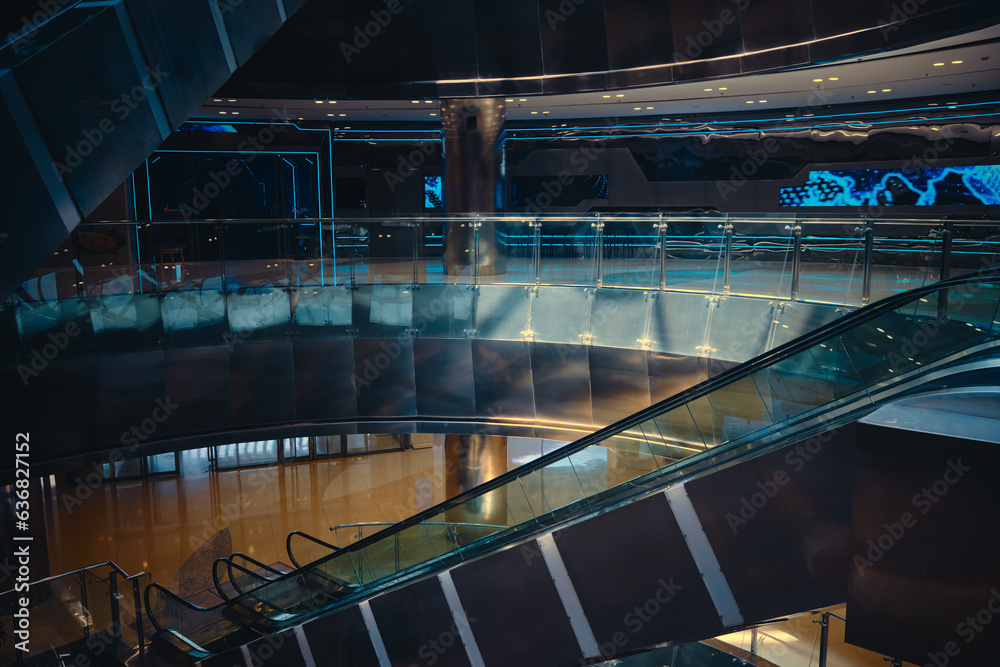 Escalator equipment inside the mall