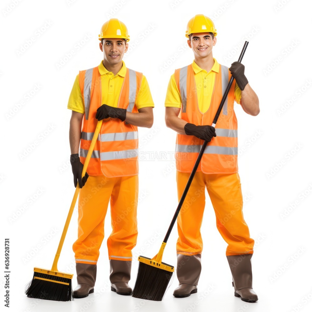 two cleaning workers.