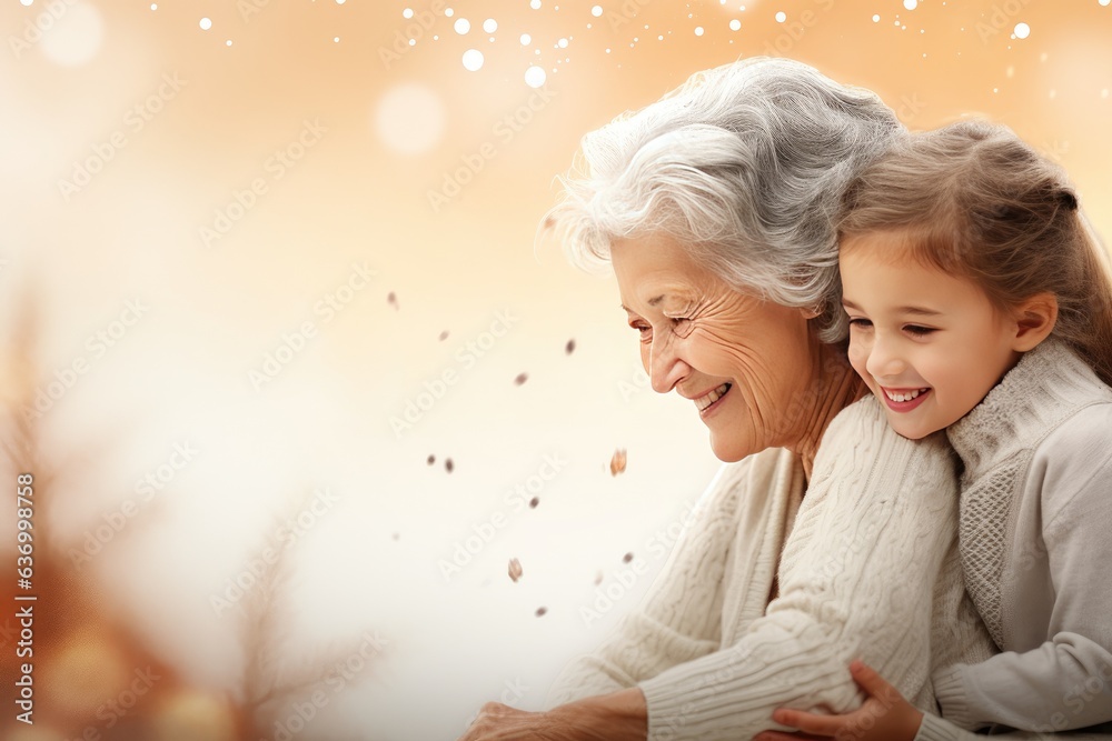 Portrait of a happy grandmother playing with her grandson