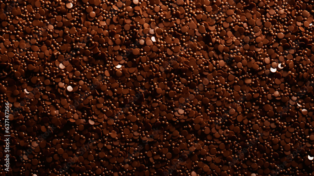 Chocolate sprinkles background. Sweet cocoa flakes. Generative AI