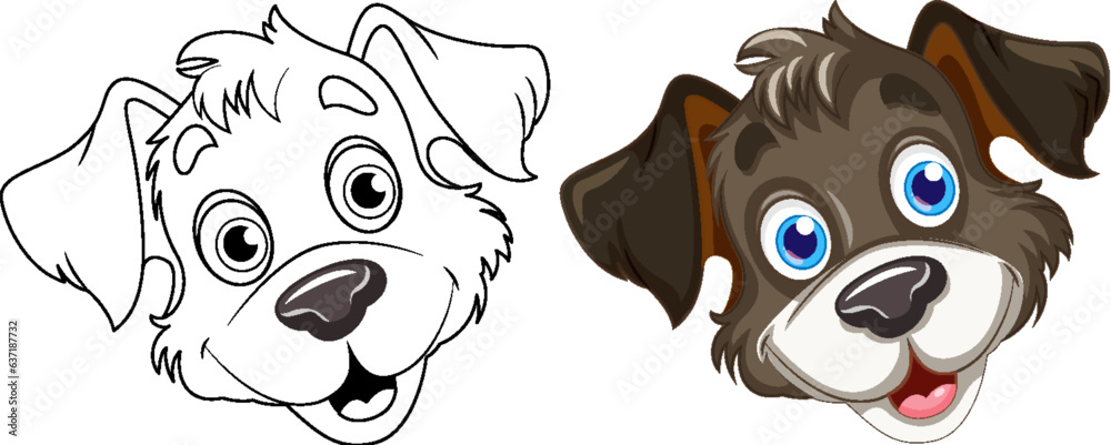 Coloring Page Outline of Cute Dog