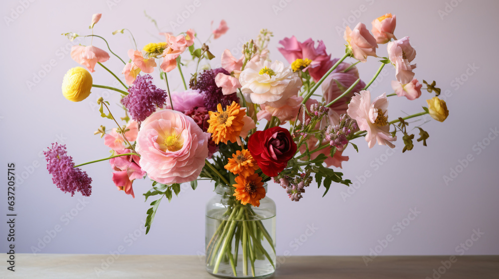 Flowers in vase modern posy floral bouquet