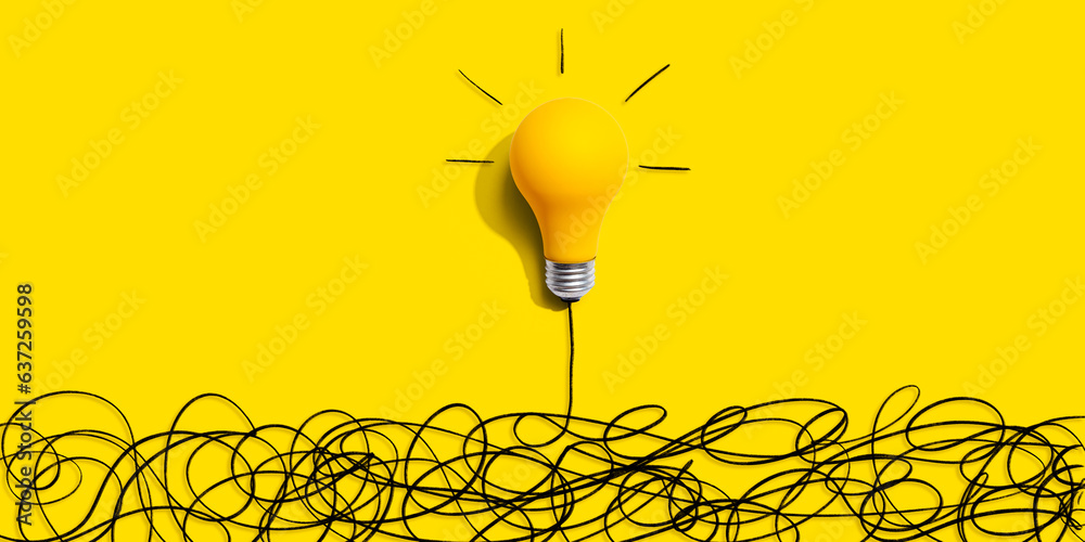 Clarifying complex ideas theme with light bulb