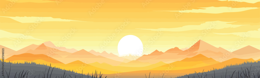 sunrise field vector flat minimalistic isolated illustration