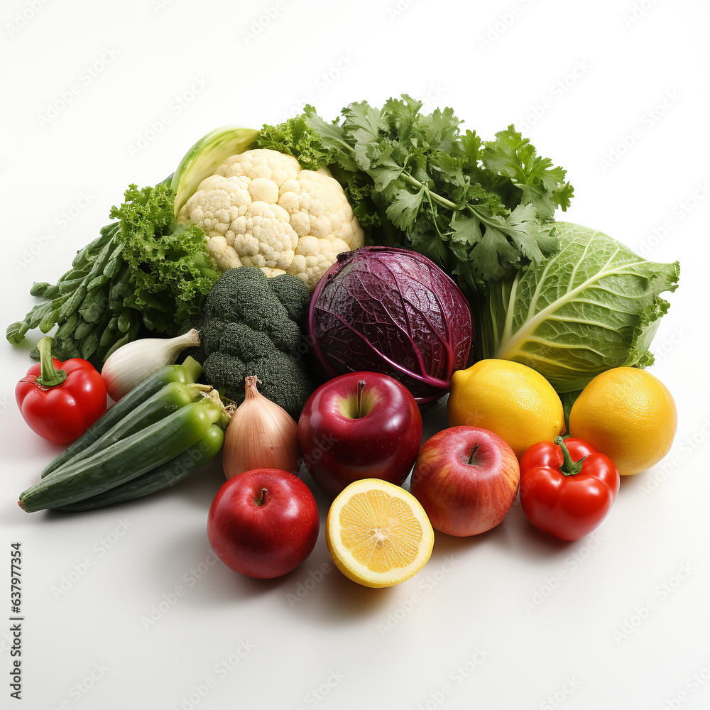 Fresh vegetables on a white background