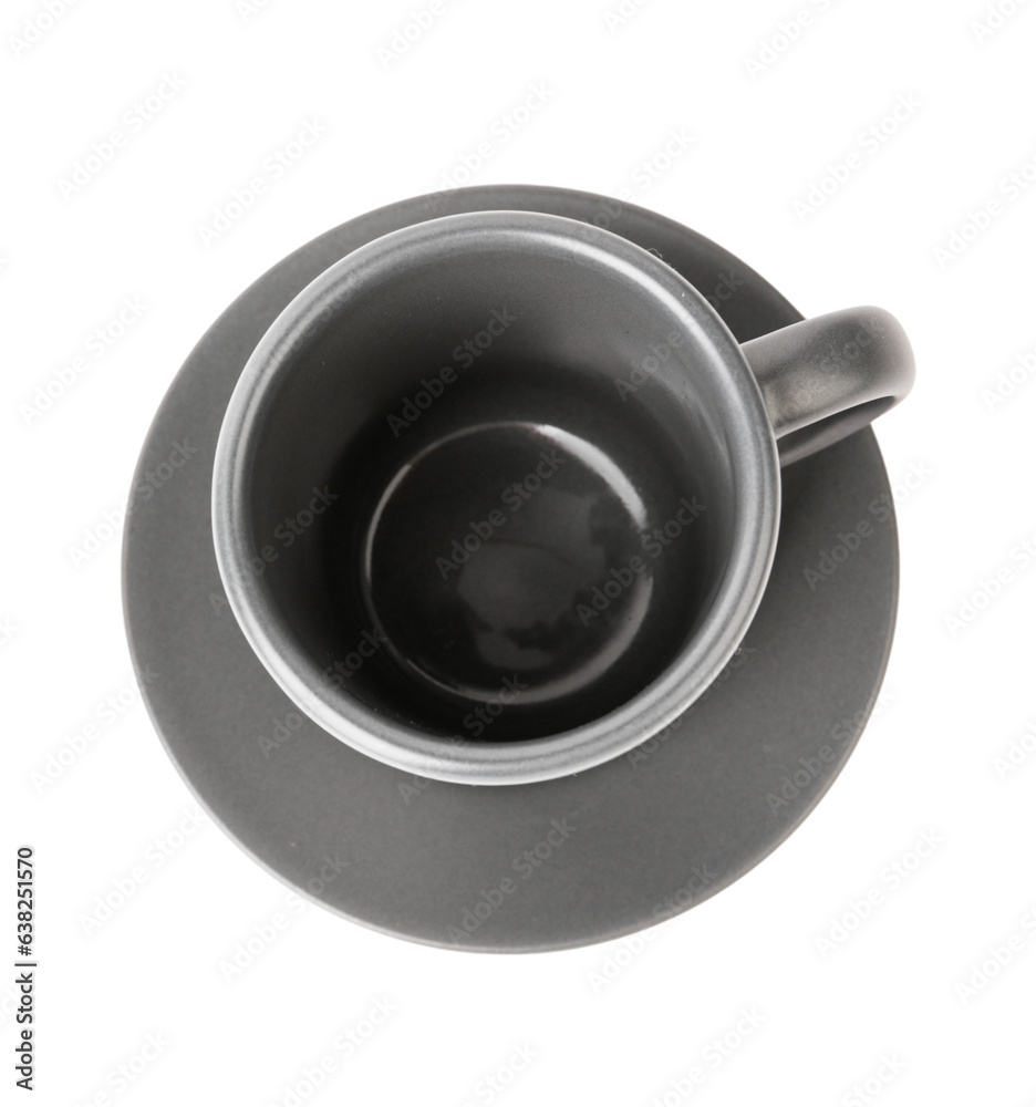 Cup and saucer on white background