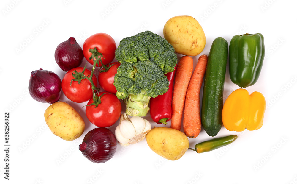 Fresh vegetables on white background