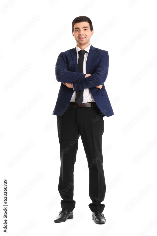 Young businessman on white background