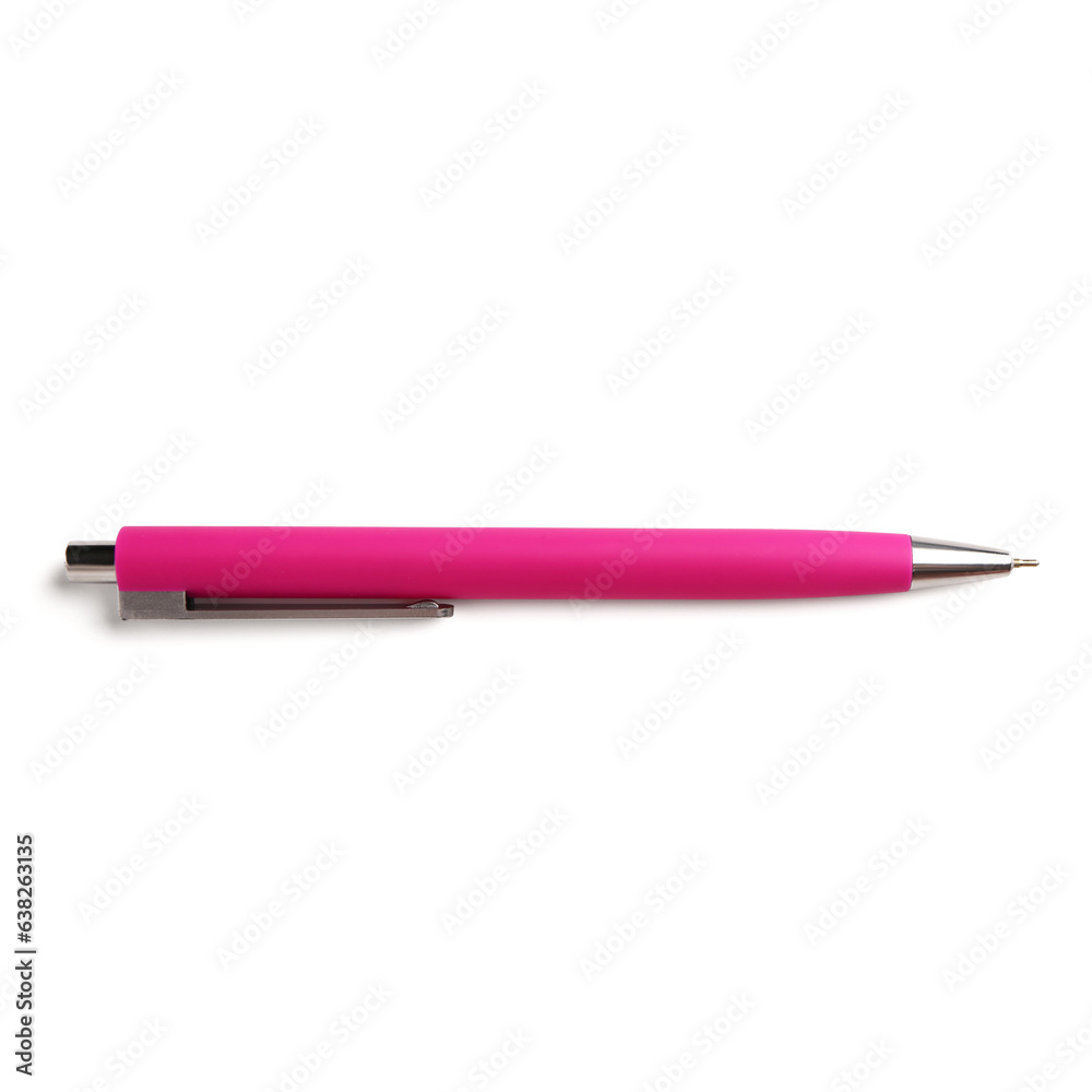 Pink pen on white background