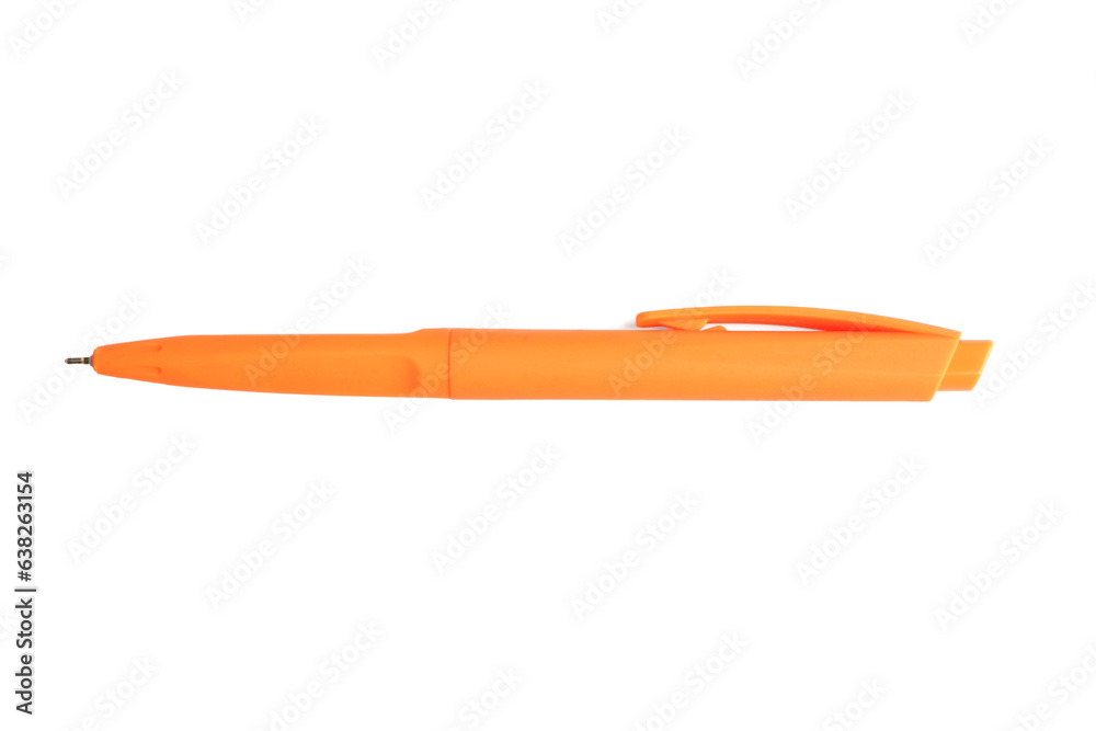 Orange pen on white background